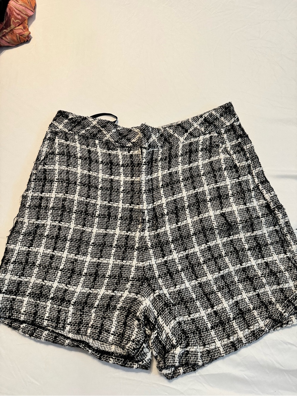 Black & White Plaid Women's Shorts - Classic Tweed Style
